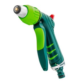 Ugello con regolazione frontale del getto, leva di bloccaggio del flusso