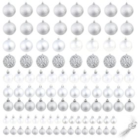 Set Palline di Natale 100 pz 3/4/6 cm Argento